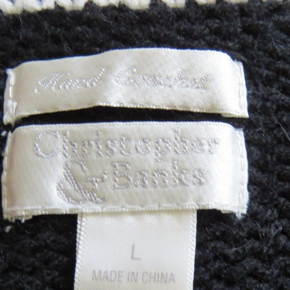 Christopher & Banks Women's Hand Crochet Sweater Vest Black/Red L EUC - Picture 7 of 8